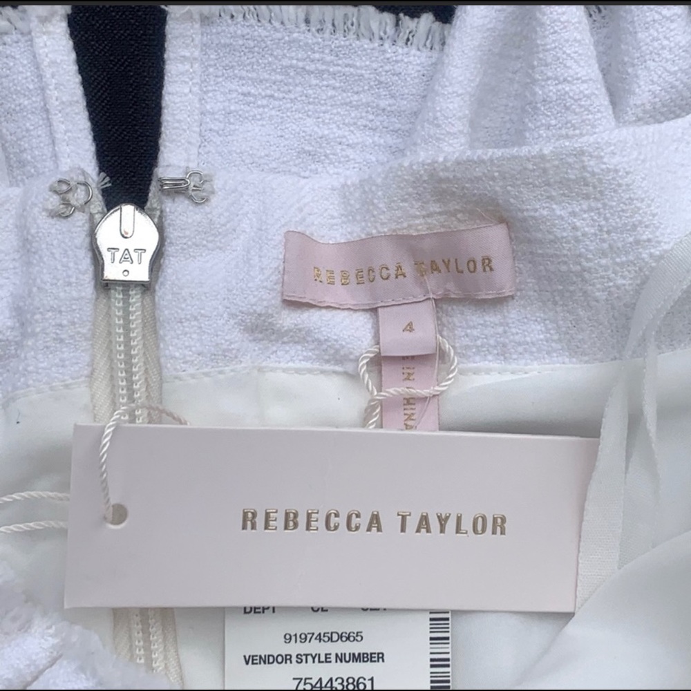 NWT Rebecca Taylor Women’s Winter White Ruffle Wedding Party Dress Size 4 - Picture 6 of 12